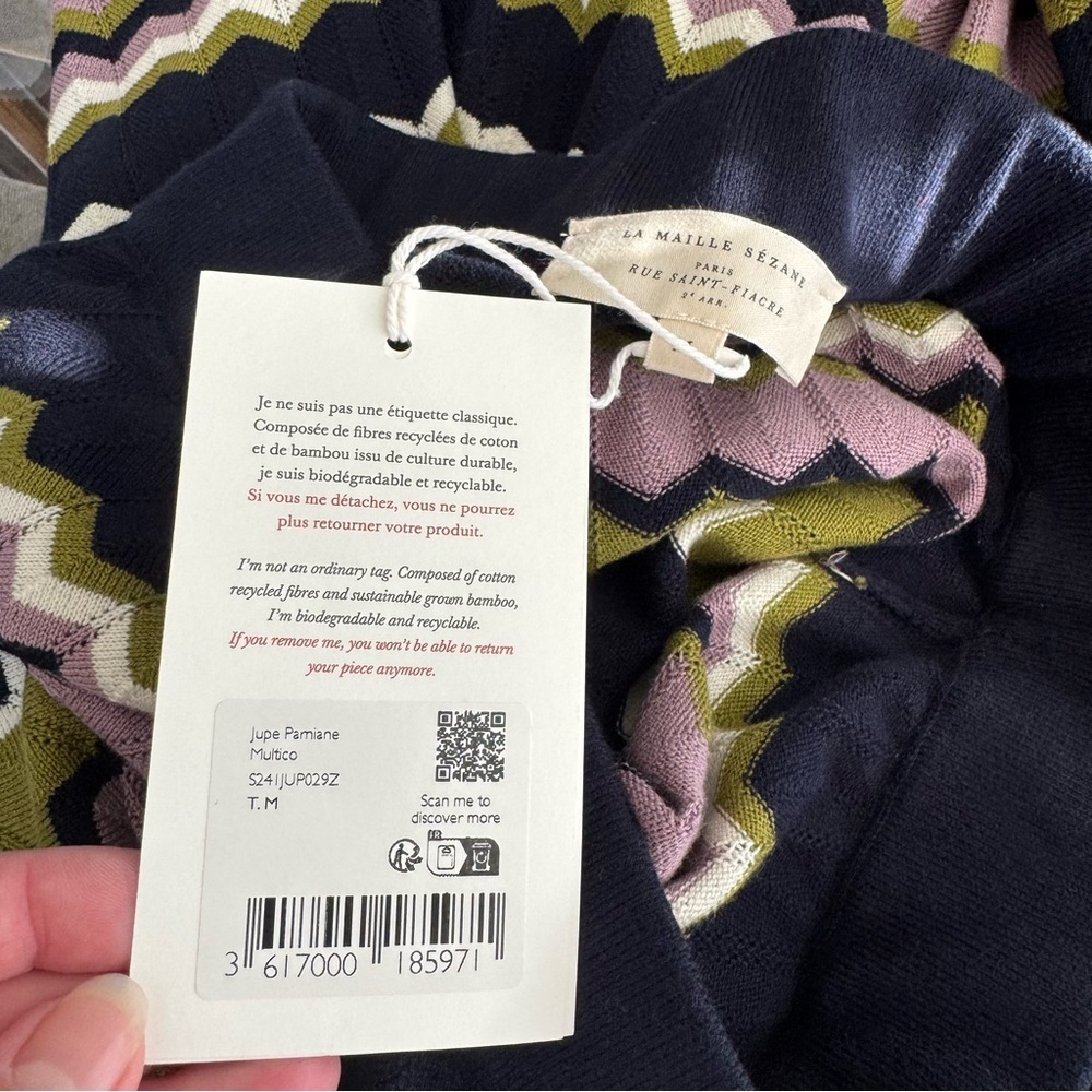 NWT! Sezane Two-Piece Set June Pamiane Chevron Sweater Skirt and Cardigan - Picture 12 of 14